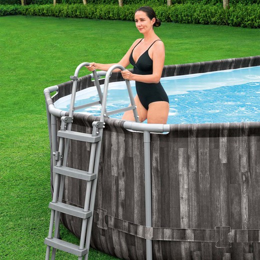 Piscina Fuori Terra Bestway Power Steel Ovale Effetto Legno X X