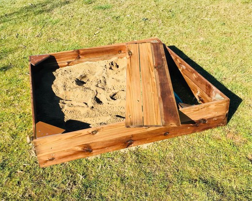 Caixa de areia de madeira natural com gaveta M 120x120 cm Masgames MA600080