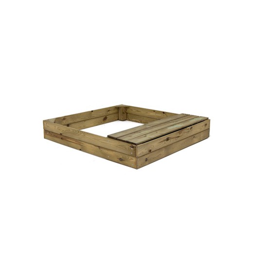 Natural wood sandbox with drawer M 120x120 cm Masgames MA600080