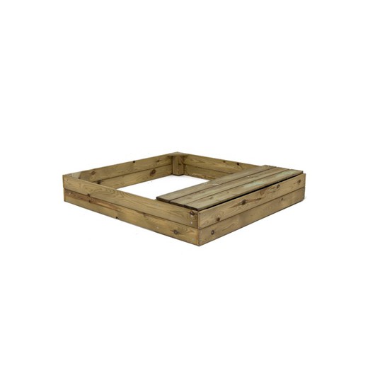 Caixa de areia de madeira natural com gaveta retangular 120x150 cm Masgames MA600082