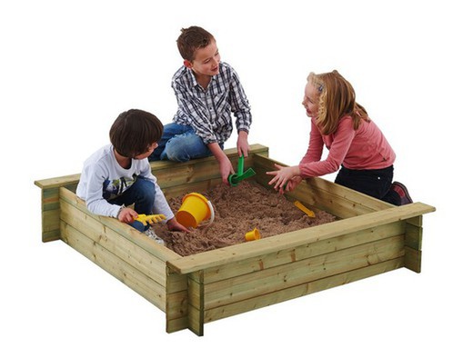 Wooden sandbox 120x120x25cm