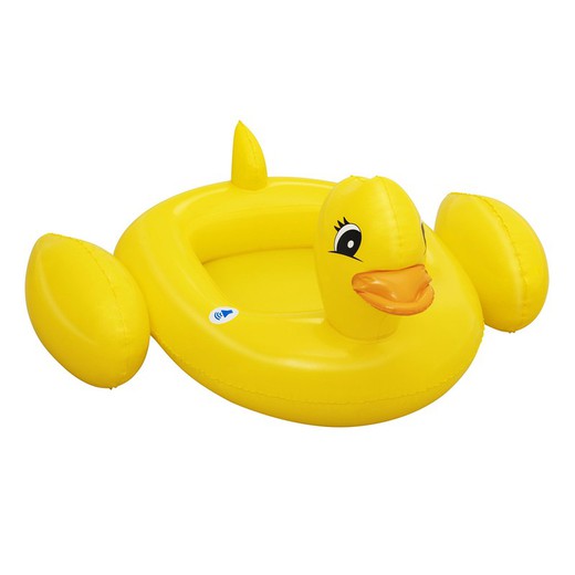 Bestway gele eend opblaasboot voor kinderen 111x98x51 cm met leuk geluid voor kinderen vanaf 3 jaar
