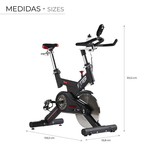 Vélo d'intérieur Fytter Rider RI-09R Génération II 128x53x119 cm 7 fonctions, inertie 22 kg, bande thoracique et Bluetooth