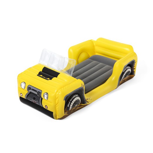 Bestway barn uppblåsbar säng gul bil 160x84x62 cm