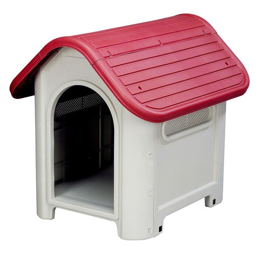 Kira Doghouse Harpiks Beige / Rød - 59x75x66 cm