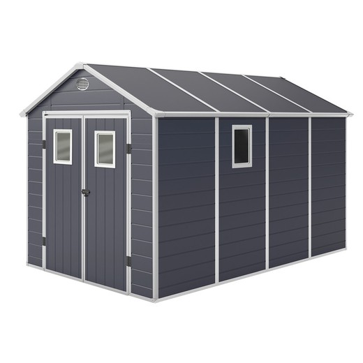 Gardiun Zoe D Resin Garden Shed 8.90 m² 242x368x239 cm with Anthracite Gray Floor