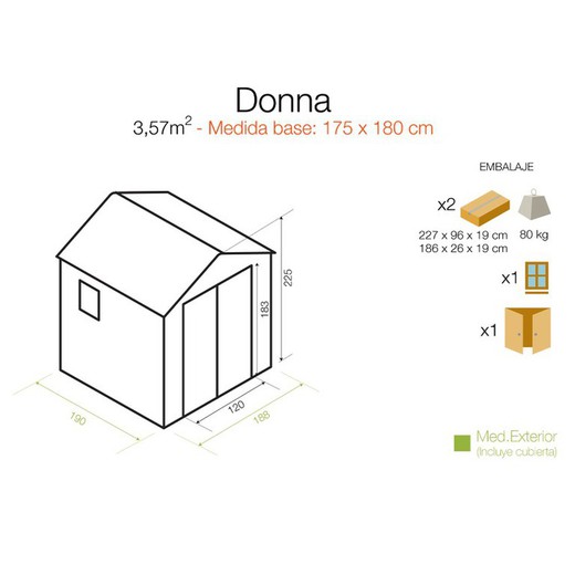 Caseta de resina Donna 3,57 m2 para Jardín - Micasademadera