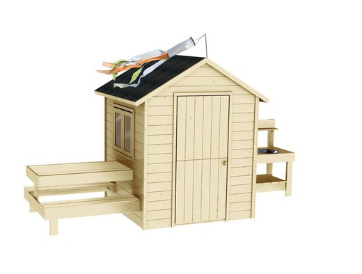 Cabana infantil de madeira Soulet Blanche (3020x1270x1620 mm)