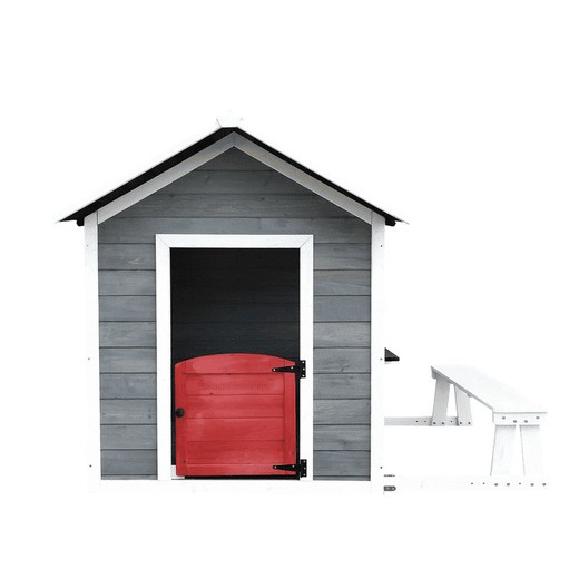 Drewniany domek dla dzieci Chloe Grey z ławką Outdoor Toys 116x138x132 cm
