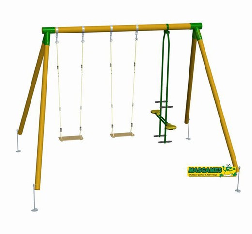Triple Etna Wooden Swing with Face to Face