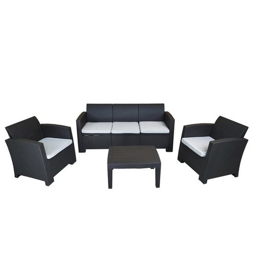 Conjunto de Jardim Chillvert Salerno Imitaçà£o Ratan Cinza Antracite