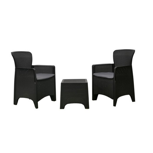 Chillvert Alba Garden Set Resin 2 Armchairs + Anthracite Gray Table