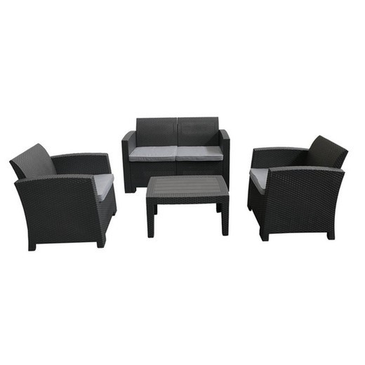 Havesæt Chillvert Siena Harpiks 1 sofa + 2 lænestole + Bordsantracitgrå