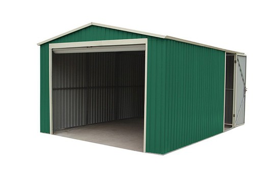 Garage Métallique avec Porte Enroulante - Leicester Coloris Vert - 17,34 m2