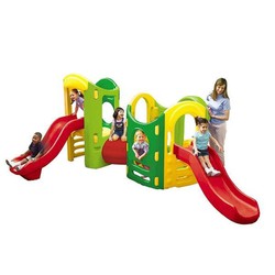 8-in-1 gym with tunnel and double slide