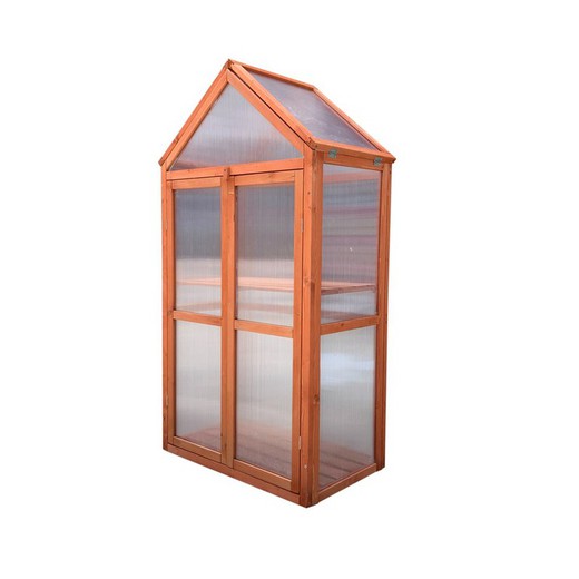 Gardiun Houten IV houten en polycarbonaat kas 70,5 x 41 x 132 cm.