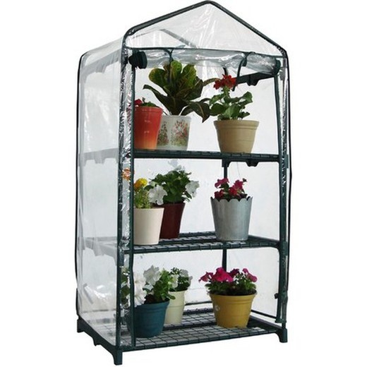 PVC garden greenhouse 3 shelves 70x50x125cm