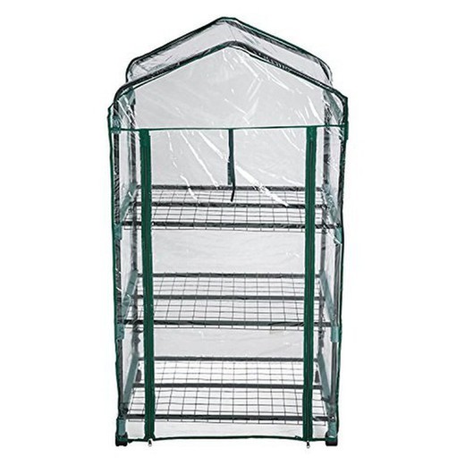 PVC garden greenhouse 3 adjustable shelves with wheels 70x50x135cm