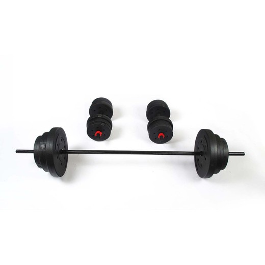 Keboo 300 Series Dumbbell and Barbell Set 50 kg with 18 Discs, 2 40 cm Bars and 2 75 cm Bars