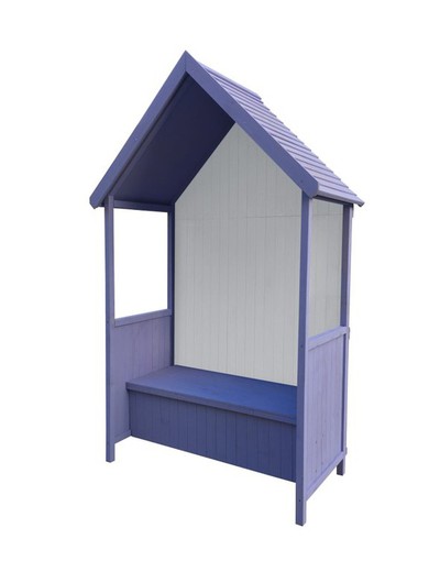 Marquesina de madera exterior con banco Gardiun Alice Purple 137x75x223 cm