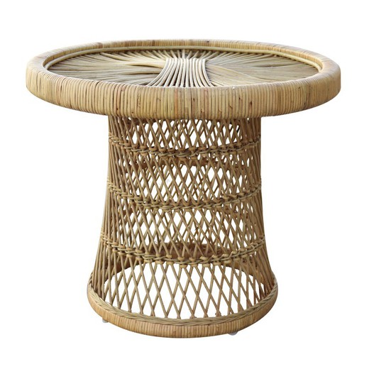 Mesa lateral de Rattan natural 60x50 cm redonda