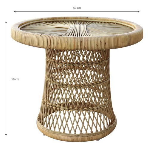Natürlicher Rattan Beistelltisch 60x50 cm rund — PoolFunStore