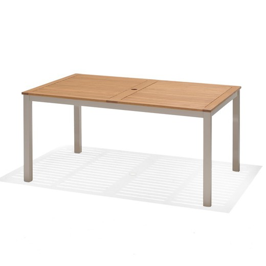 Table de jardin bois et aluminium 150x89,3x74,40 cm 6 personnes