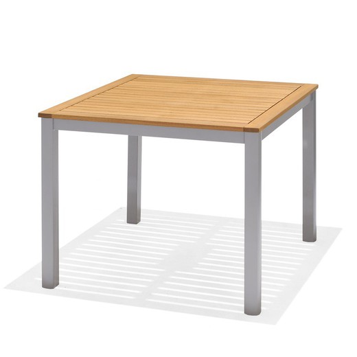Table de jardin bois et aluminium 89,3x89,3x74,40 cm 4 personnes
