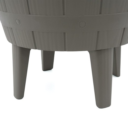 Gardiun Cosmopolitan Beige Resin Have Køleskabsbord Kapacitet 37 L 48,5x48,5x57 / 82 cm 3 i 1 funktion Sofabord, køleskab og grå sæde