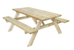 Mesa Picnic Bancos Abatibles 200 Madera Natural 198x154x74 cm. Gardiun