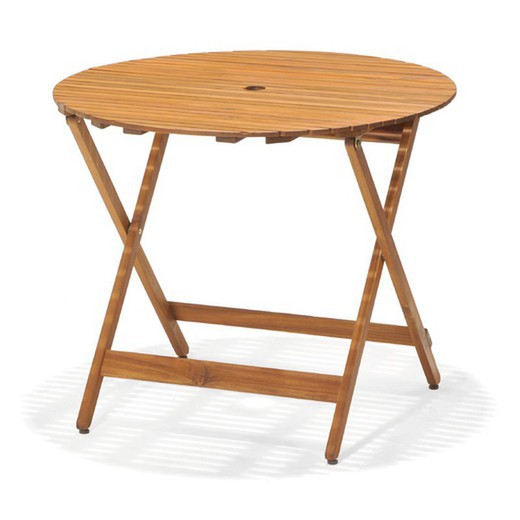 Okrągły składany stół z drewna akacjowego Chillvert o średnicy 90 cm; wysokość 75 cm