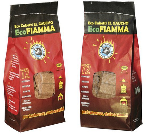 Ecological Ignition Pickups für Grill-, Barbecue-, Herd- oder Holzkamine Eco Fiamma 72 Tabletten