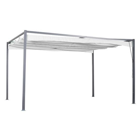 Pergola externa de aço Chillvert Rodas com toldo retrátil 393x295x225 cm