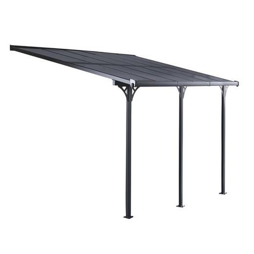 Elliot Wall Pergola 11 m2 en aluminium et polycarbonate Gardiun 436x255x222 / 262 cm