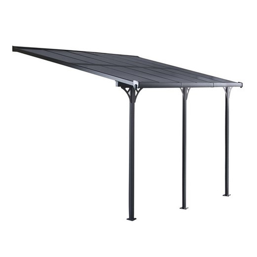 Elliot Wall Pergola 15 m2 aluminium en polycarbonaat Gardiun 497x305x227 / 272 cm