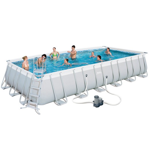 Afneembaar buisvormig rechthoekig Bestway zwembad met filter 732x366x132 cm