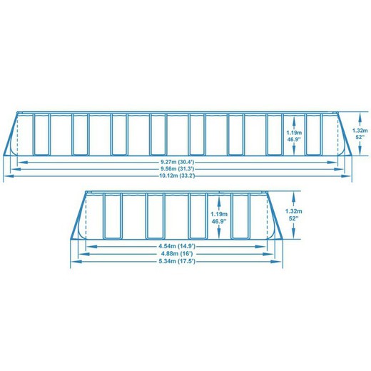 Piscine tubulaire rectangulaire dÃ©tachable Bestway Power Steel avec  Ã©purateur Aarena 956x488x132 cm 56623 — PoolFunStore