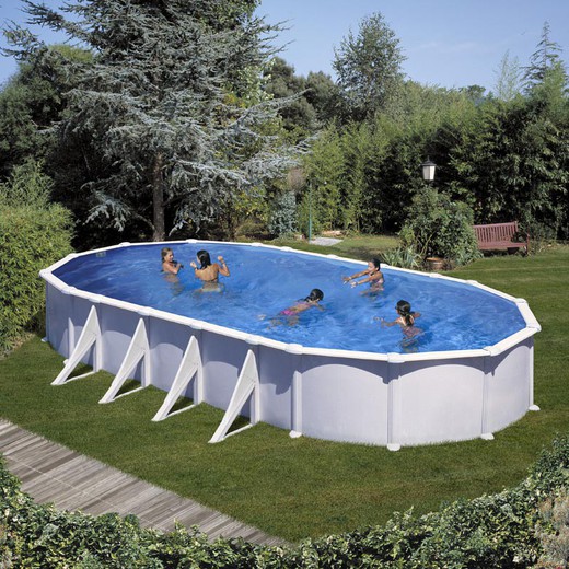 Gre Atlantis Oval White Steel Pool with Sand Treatment Plant
