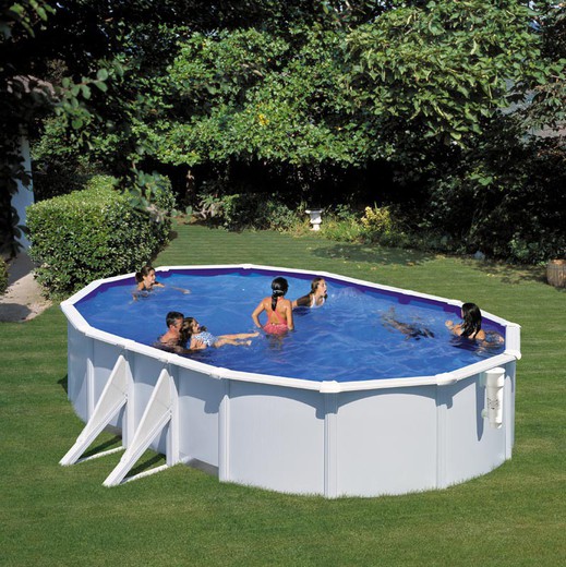 Gre Bora Bora Oval White Steel Pool with Cartridge Treatment Plan