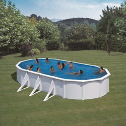 Gre Fidji Oval White Steel Pool with Sand Treatment Plant