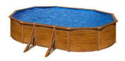 Gre Pacific Oval Wood Effect Steel Pool med sandskrubber