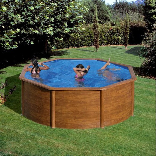 Gre Pacific Woodlike Steel Wall Pool Round Height 120 cm