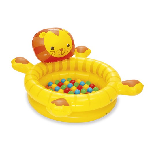 Aufblasbarer Ball Pool Lion für Kinder mit 50 farbigen Bestway-Bällen 111x98x61,5 cm