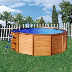 K2O Round Paneled Wood Pool med filter 375x127 cm