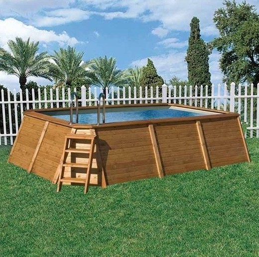 K2O Rechthoekig houten zwembad met panelen en waterzuiveringsinstallatie 490x293x110 cm