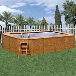 K2O Paneled Wood Pool 655x 390x 124cm 5,678 liter / hour cartridge scrubber or 3,785 l / h sand + salt chlorinator