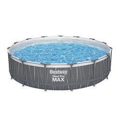 Piscine Détachable BESTWAY Steel Pro Max Ø457X107 Cm avec Purificateur à Cartouche 3 028 L/H Lumière Led Échelle et Couverture