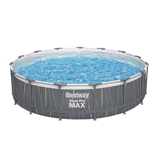 BESTWAY Steel Pro Max Löstagbar pool Ø457X107 Cm med patronrenare 3 028 L/H LED-ljusstege och lock