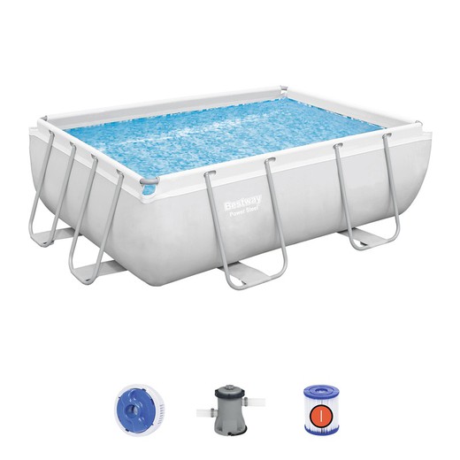 Avtagbar rörformig pool Bestway Power Steel 282x196x84 cm med patronbehandlingsanläggning 1.249 L / H