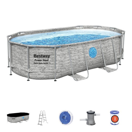 Avtagbar Tubular Oval Bestway Pool med patronfilter 427x250x100 cm